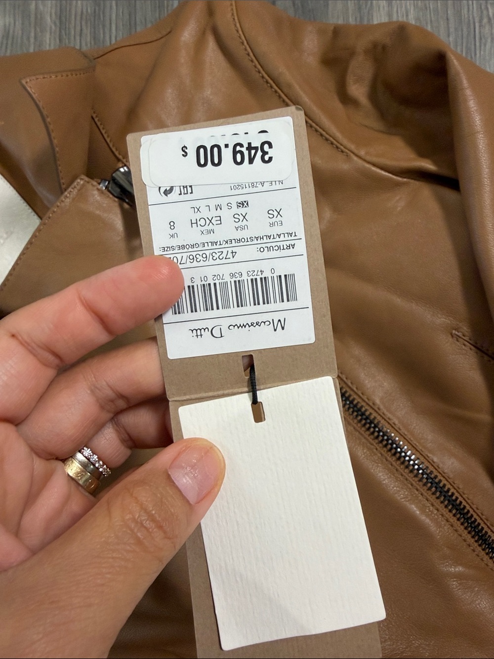 Classic Asymmetric Zip Leather Jacket - Tan - Picture 14 of 14